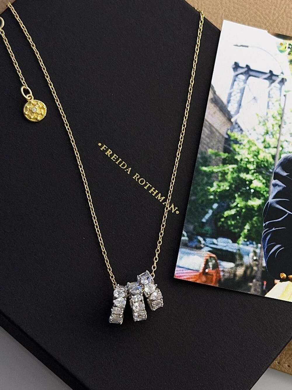 FREIDA ROTHMAN - Silver and Gold Rondelle Necklace with Stones